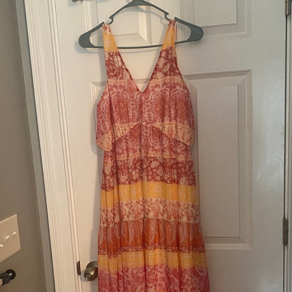 Maison Tara Red and Yellow Floral Maxi Dress